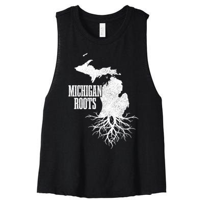 Michigan Roots Vintage Pride State Map Gift Women's Racerback Cropped Tank