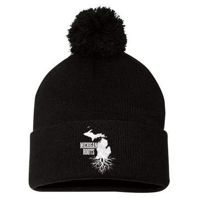 Michigan Roots Vintage Pride State Map Gift Pom Pom 12in Knit Beanie