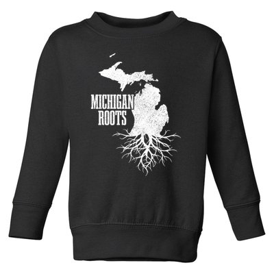 Michigan Roots Vintage Pride State Map Gift Toddler Sweatshirt