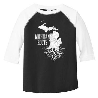 Michigan Roots Vintage Pride State Map Gift Toddler Fine Jersey T-Shirt