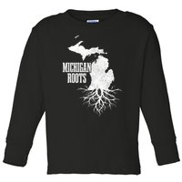 Michigan Roots Vintage Pride State Map Gift Toddler Long Sleeve Shirt