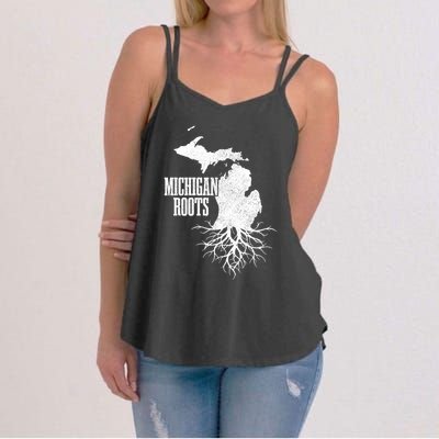 Michigan Roots Vintage Pride State Map Gift Women's Strappy Tank