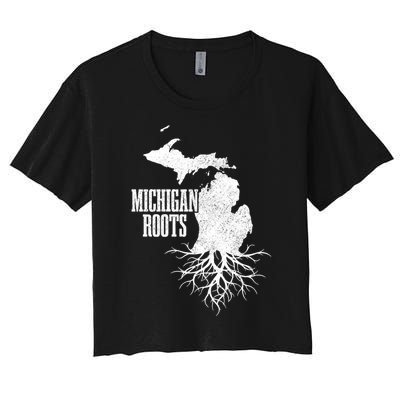 Michigan Roots Vintage Pride State Map Gift Women's Crop Top Tee