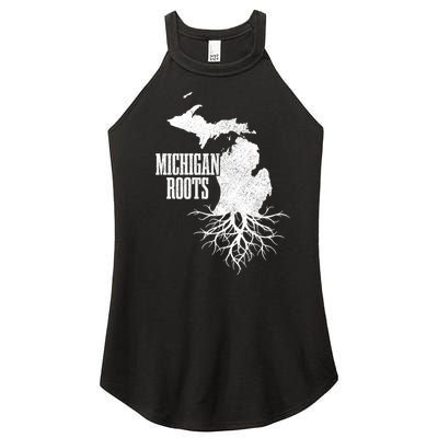 Michigan Roots Vintage Pride State Map Gift Women’s Perfect Tri Rocker Tank