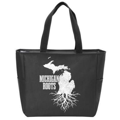 Michigan Roots Vintage Pride State Map Gift Zip Tote Bag