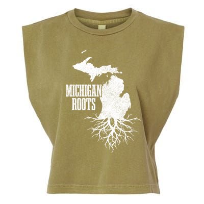 Michigan Roots Vintage Pride State Map Gift Garment-Dyed Women's Muscle Tee