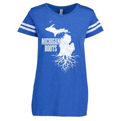 Michigan Roots Vintage Pride State Map Gift Enza Ladies Jersey Football T-Shirt