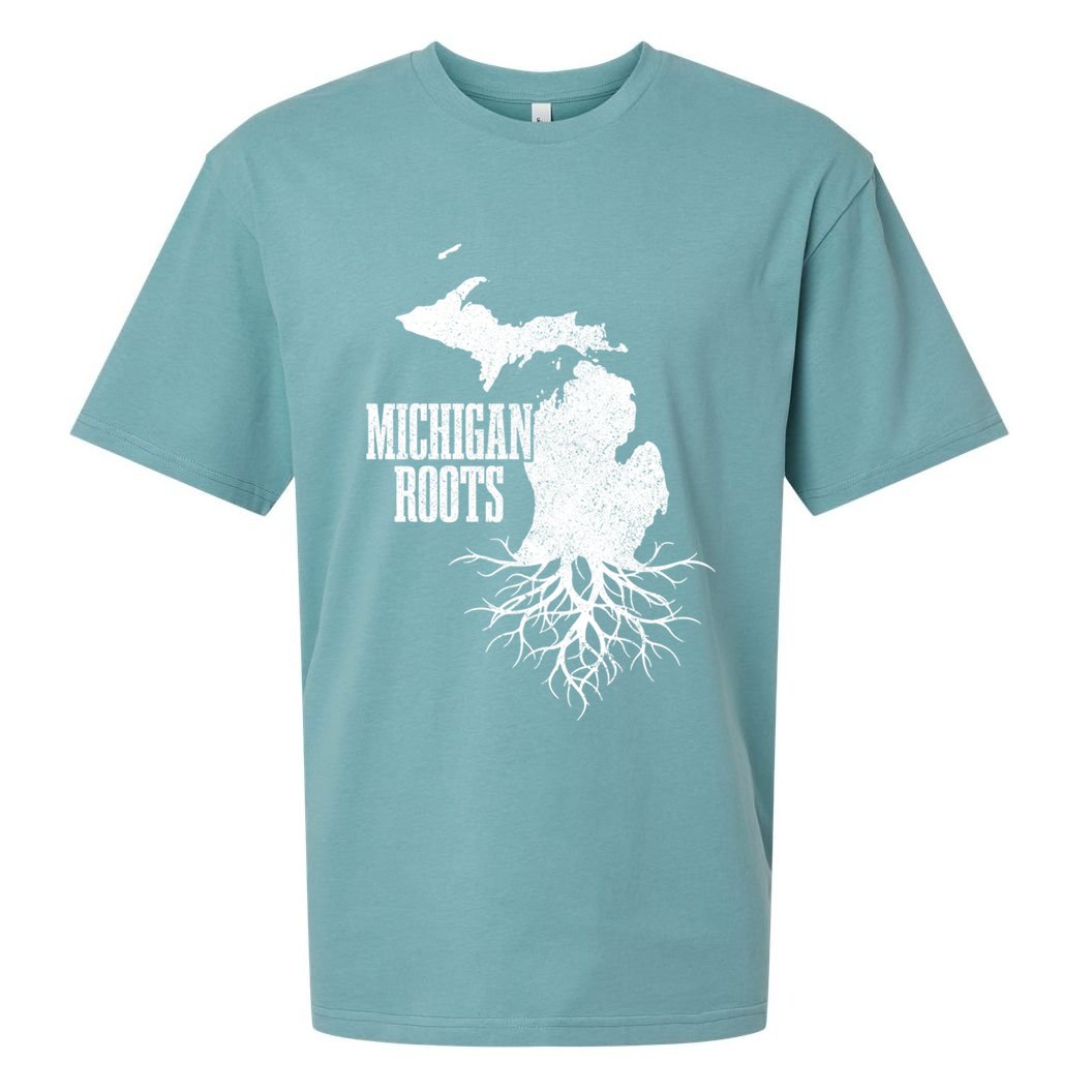 Michigan Roots Vintage Pride State Map Gift Sueded Cloud Jersey T-Shirt