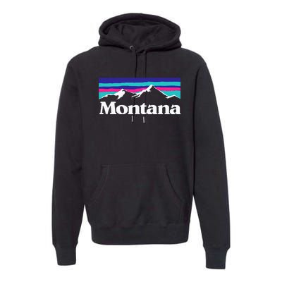 Montana Retro Vintage Mountain Outdoors State Premium Hoodie