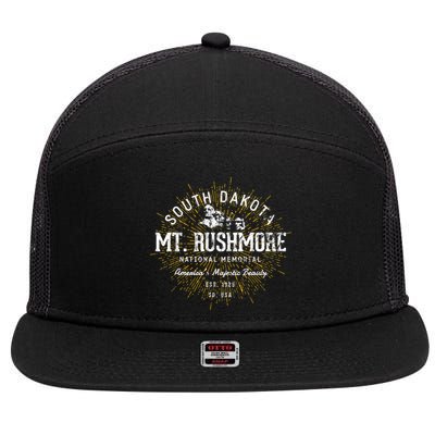Mt Rushmore Vintage Retro Mount Rushmore National Memorial Travel Gift 7 Panel Mesh Trucker Snapback Hat