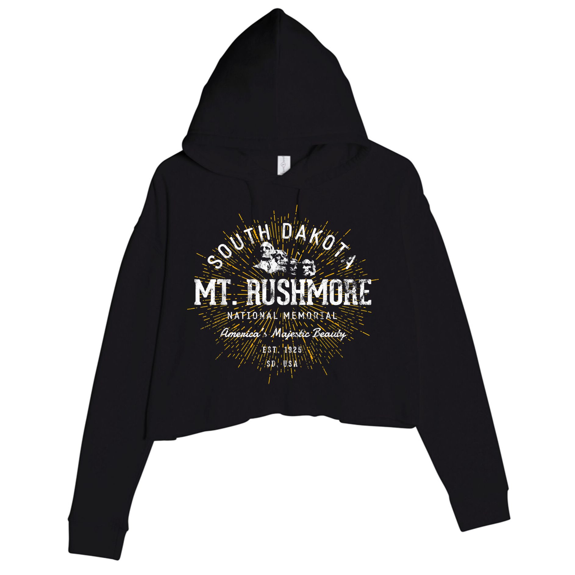 Mt Rushmore Vintage Retro Mount Rushmore National Memorial Travel Gift Crop Fleece Hoodie