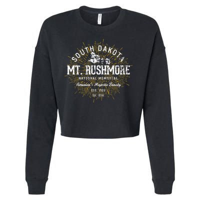 Mt Rushmore Vintage Retro Mount Rushmore National Memorial Travel Gift Cropped Pullover Crew