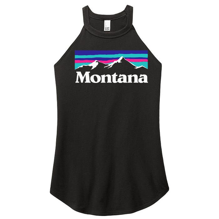 Montana Retro Vintage Mountain Outdoors State Graphic Women’s Perfect Tri Rocker Tank