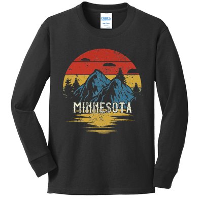 Minnesota Retro Vintage Kids Long Sleeve Shirt