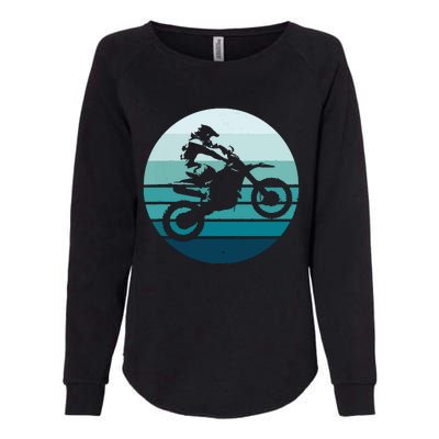 Motocross Retro Vintage Dirt Bike Rider Sunset Background Womens California Wash Sweatshirt