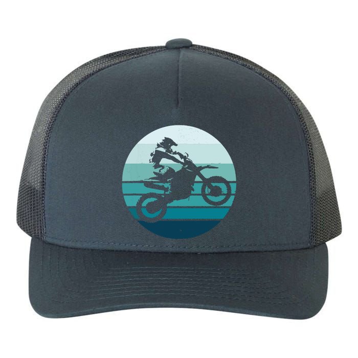 Motocross Retro Vintage Dirt Bike Rider Sunset Background Yupoong Adult 5-Panel Trucker Hat