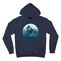 Motocross Retro Vintage Dirt Bike Rider Sunset Background Hoodie