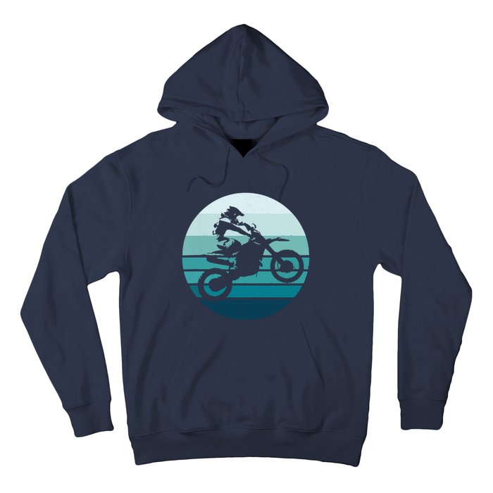 Motocross Retro Vintage Dirt Bike Rider Sunset Background Hoodie