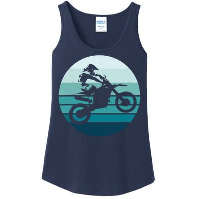 Motocross Retro Vintage Dirt Bike Rider Sunset Background Ladies Essential Tank