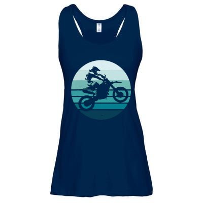 Motocross Retro Vintage Dirt Bike Rider Sunset Background Ladies Essential Flowy Tank