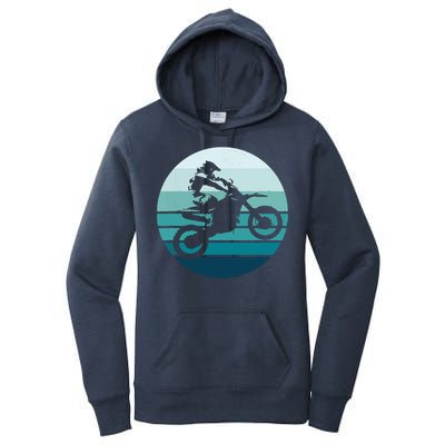 Motocross Retro Vintage Dirt Bike Rider Sunset Background Women's Pullover Hoodie