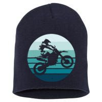 Motocross Retro Vintage Dirt Bike Rider Sunset Background Short Acrylic Beanie