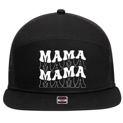 Mama Retro Vintage Cute Gift 7 Panel Mesh Trucker Snapback Hat