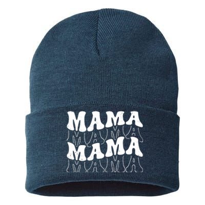 Mama Retro Vintage Cute Gift Sustainable Knit Beanie