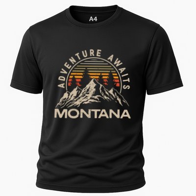 Montana Retro Vintage Outdoors Mountain Graphic Design Performance Shirt