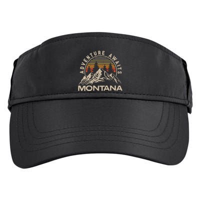 Montana Retro Vintage Outdoors Mountain Graphic Design Adult Drive Performance Visor