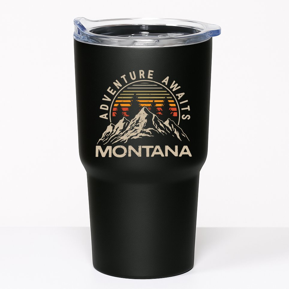 Montana Retro Vintage Outdoors Mountain Graphic Design Tumbler