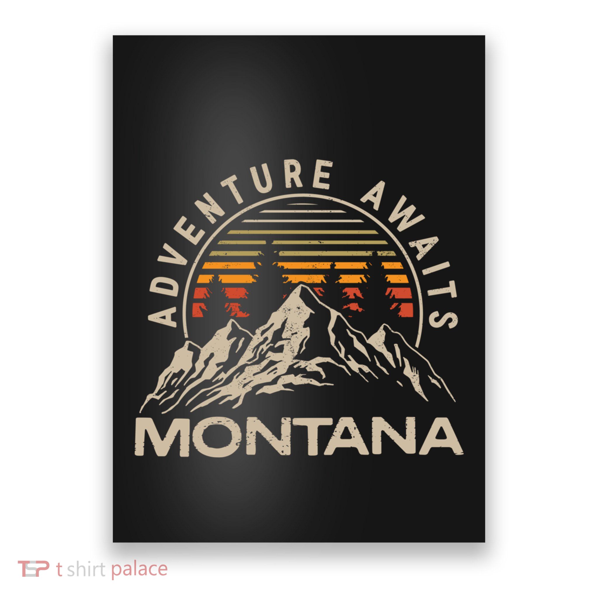 Montana Retro Vintage Outdoors Mountain Graphic Design Poster