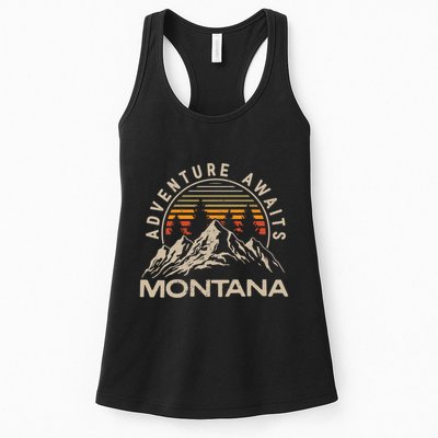 Montana Retro Vintage Outdoors Mountain Graphic Design Womens Tank Top