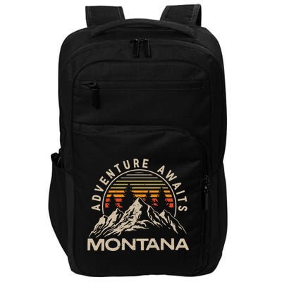 Montana Retro Vintage Outdoors Mountain Graphic Design Impact Tech Backpack
