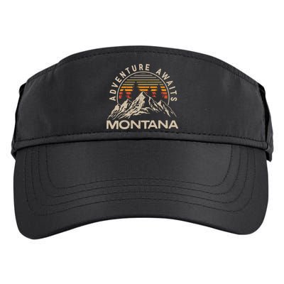 Montana Retro Vintage Outdoors Mountain Graphic Design Adult Drive Performance Visor