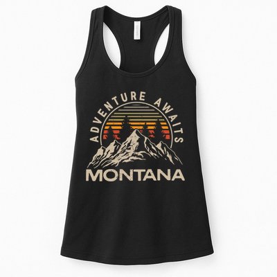 Montana Retro Vintage Outdoors Mountain Graphic Design Womens Tank Top