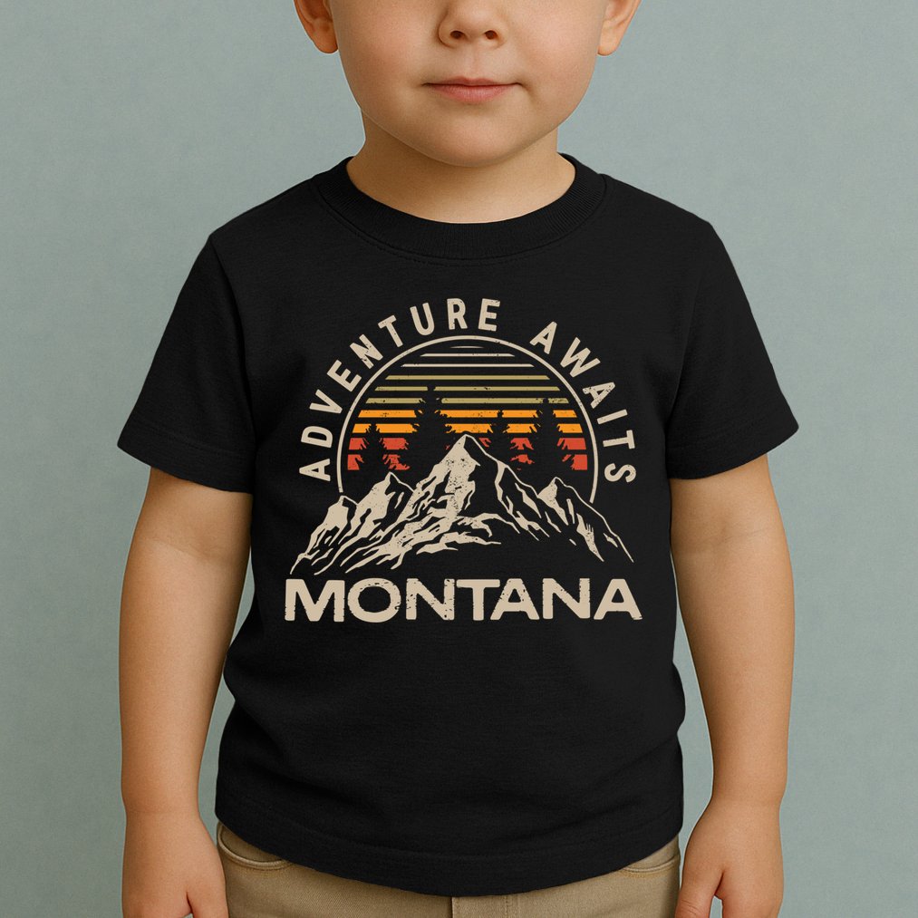 Montana Retro Vintage Outdoors Mountain Graphic Design Toddler T-Shirt