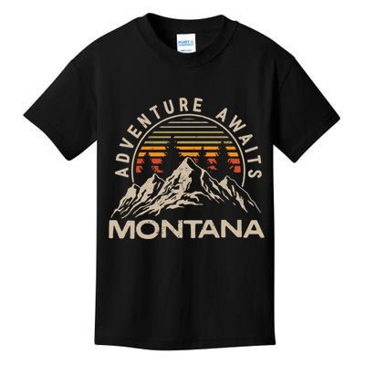 Montana Retro Vintage Outdoors Mountain Graphic Design Kids T-Shirt