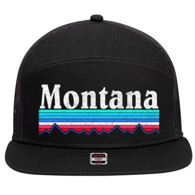 Montana Retro Vintage Outdoors Mountain Graphic Design 7 Panel Mesh Trucker Snapback Hat