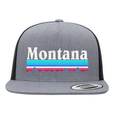 Montana Retro Vintage Outdoors Mountain Graphic Design Flat Bill Trucker Hat