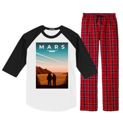 Mars Retro Vintage Poster Raglan Sleeve Pajama Set