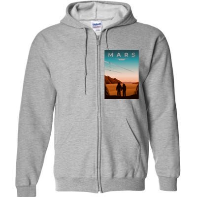 Mars Retro Vintage Poster Full Zip Hoodie