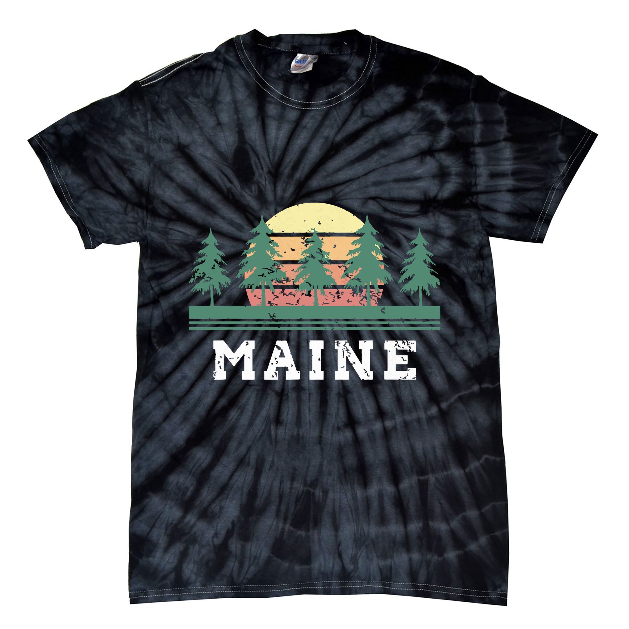 Maines Retro Vintage Gift Women Tie-Dye T-Shirt