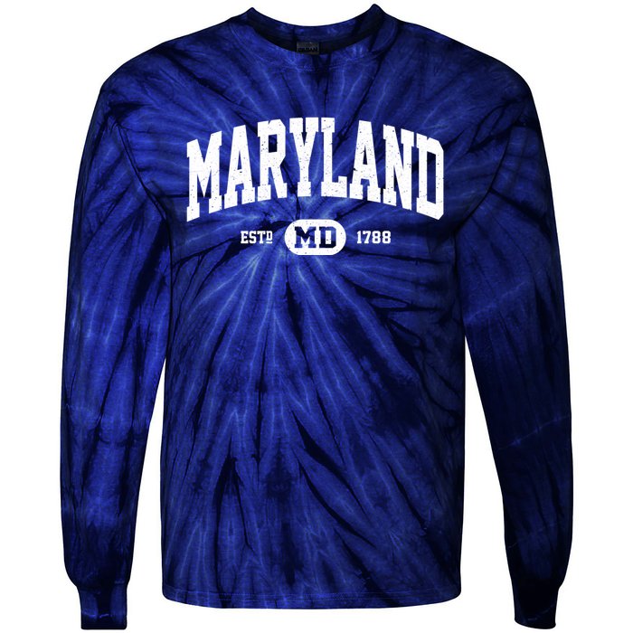 Maryland Retro Vintage Maryland Tie-Dye Long Sleeve Shirt