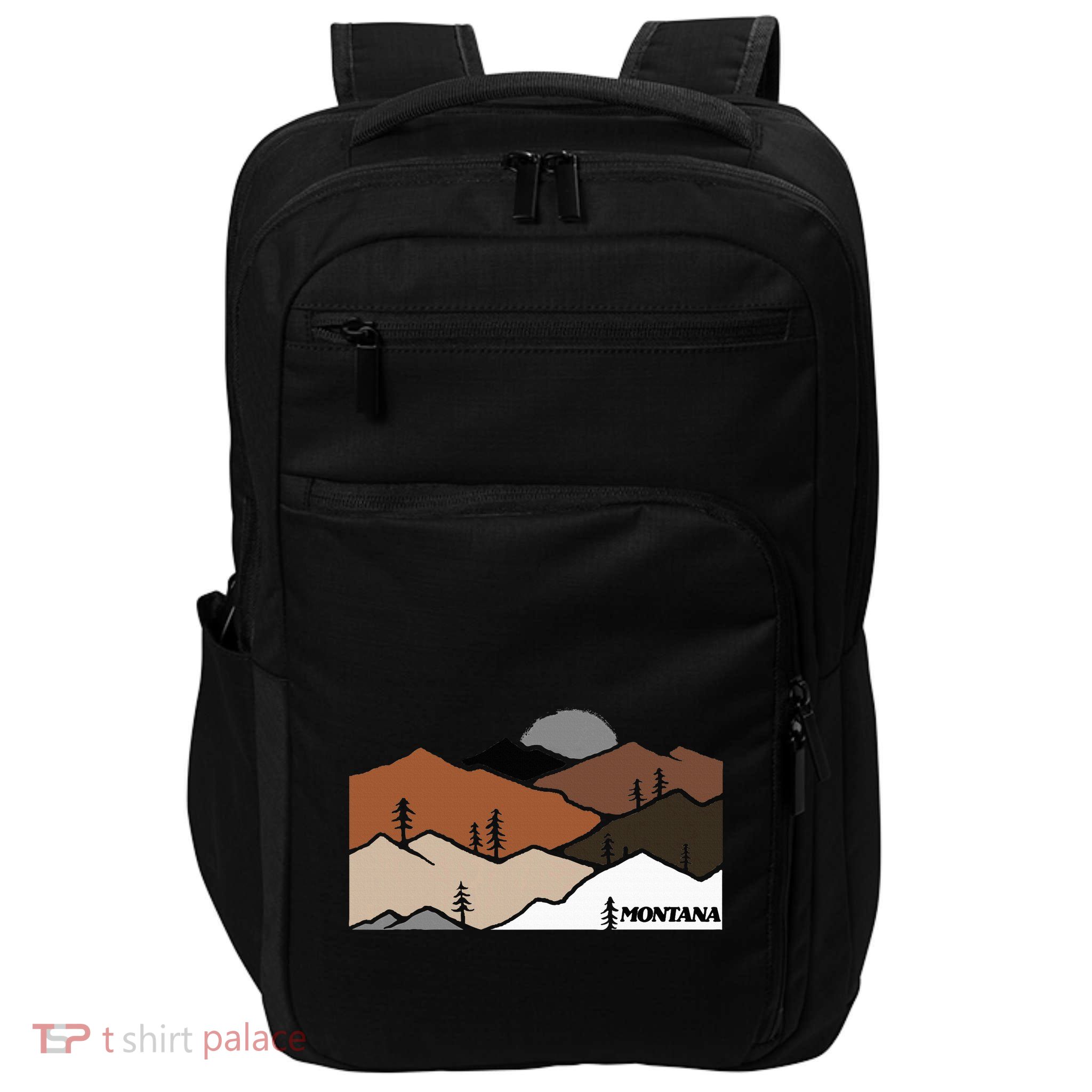 Montana Retro Vintage Mountain Outdoors State Graphic Impact Tech Backpack