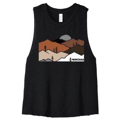 Montana Retro Vintage Mountain Outdoors State Graphic Women's Racerback Cropped Tank