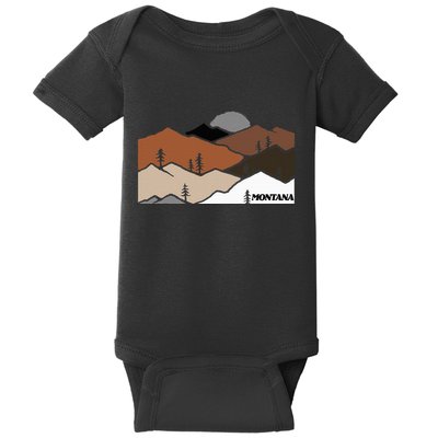 Montana Retro Vintage Mountain Outdoors State Graphic Baby Bodysuit
