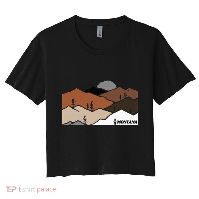 Montana Retro Vintage Mountain Outdoors State Graphic Crop Top