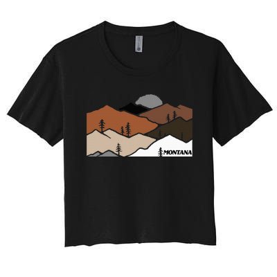 Montana Retro Vintage Mountain Outdoors State Graphic Women's Crop Top Tee