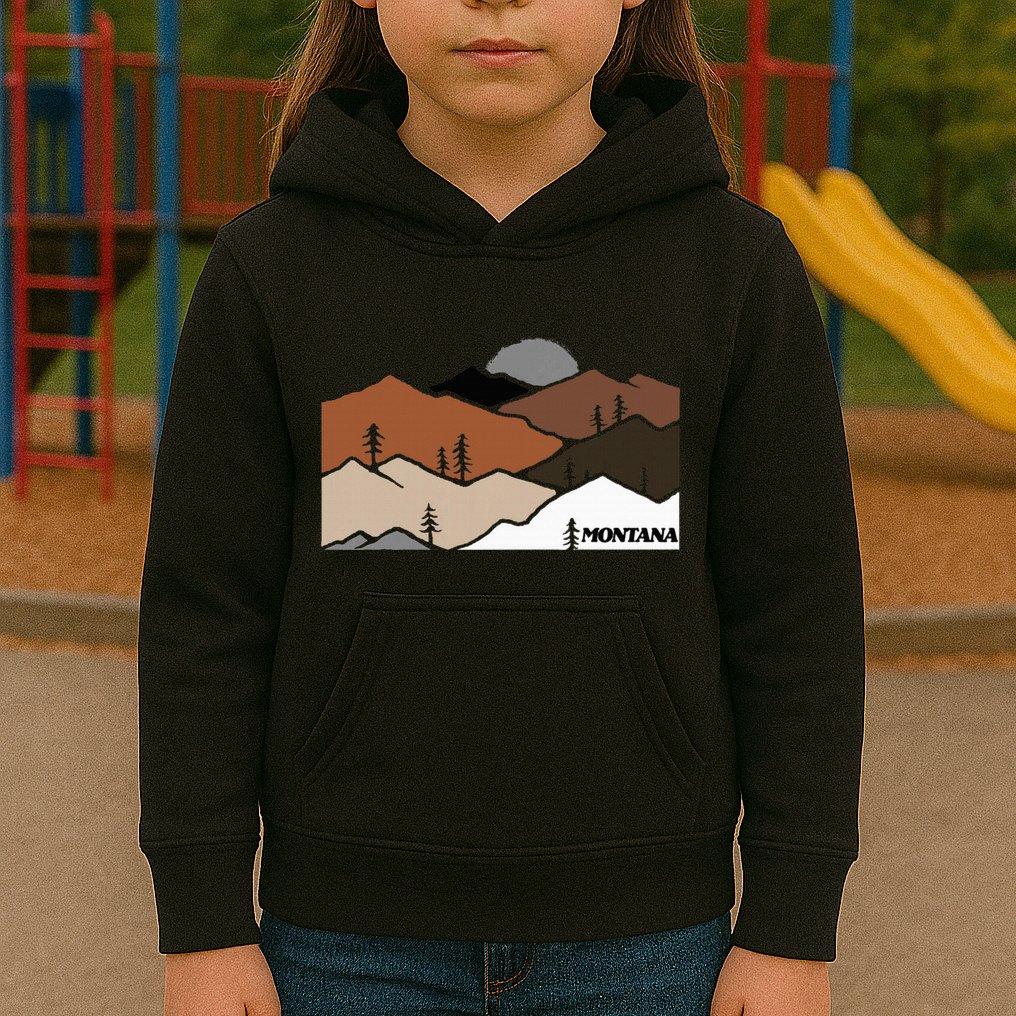 Montana Retro Vintage Mountain Outdoors State Graphic Kids Hoodie